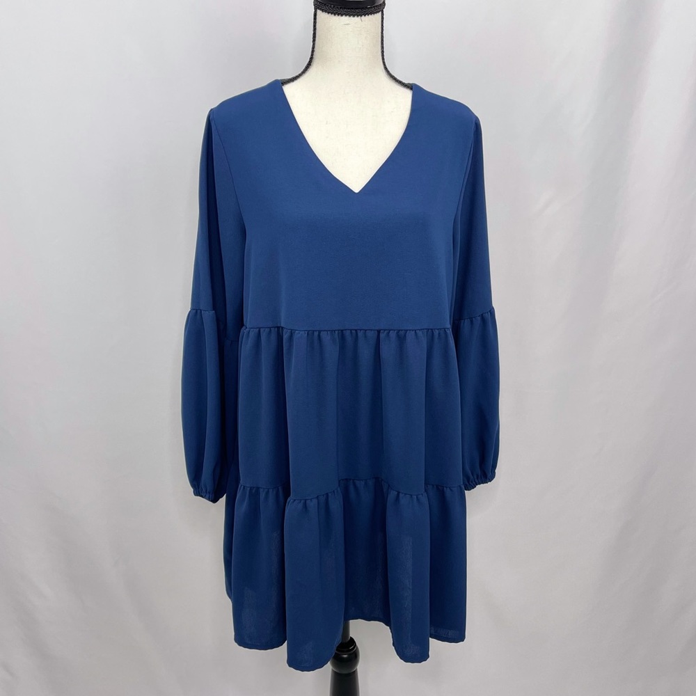 Nameless Brand Navy Blue Long Sleeve Dress Size L